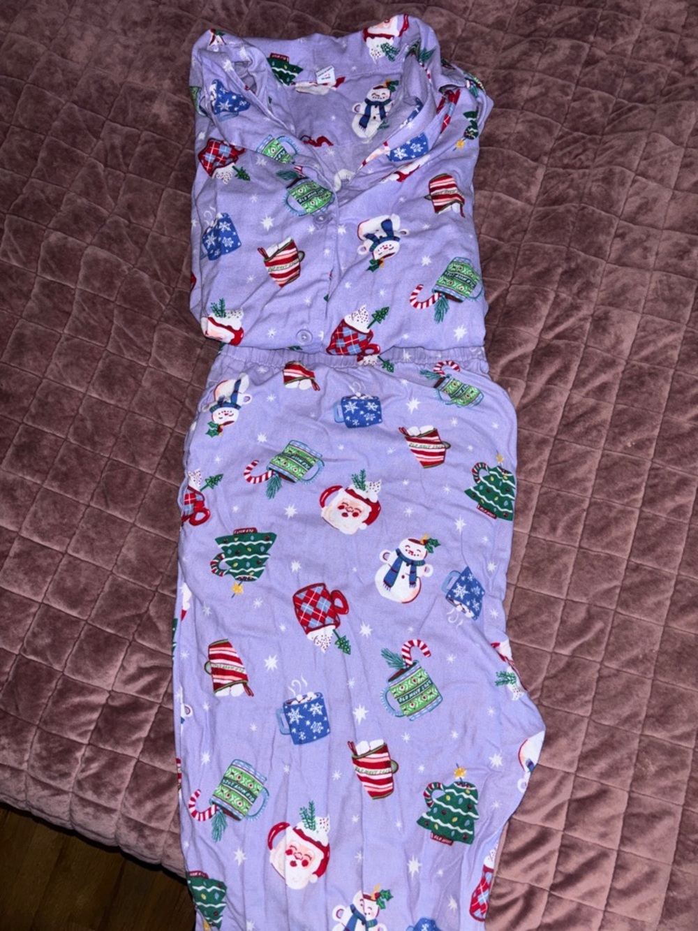 Women’s Holiday Pajama Set - Lavender with Christmas Print